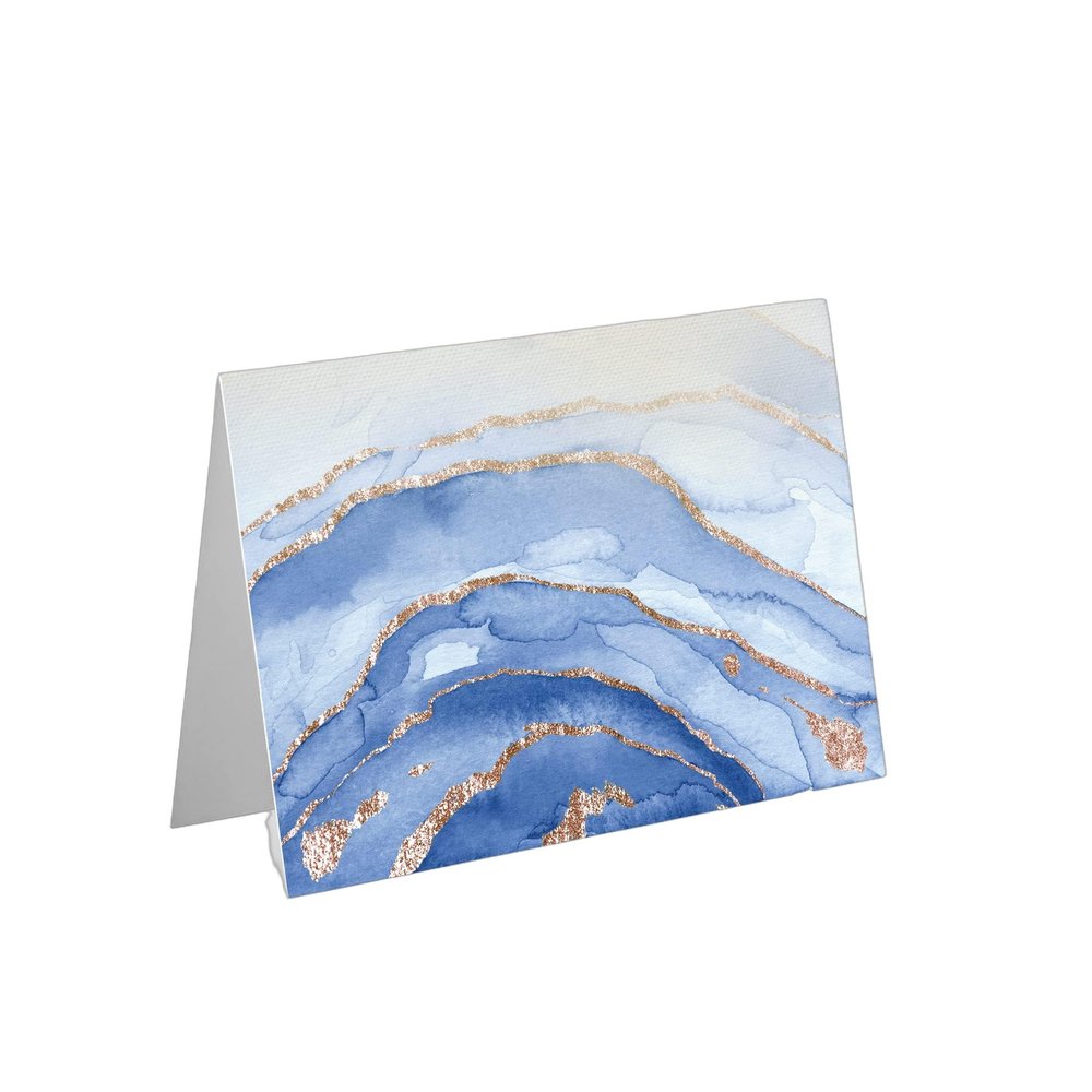 Blue Gold Greeting Cards Boxed Set - 24 Beautiful All Occasion Just Because Greeting Cards w/White Envelopes - Blue Watercolor Art Designs for Personalized Stationery Printed in the USA by RitzyRose