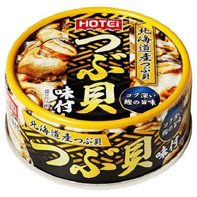 Japanese HOTEI Tsubugai Ajitsuke 3.17oz. (90g) (Pack of 6) - Canned Seasoned Whelk (from Hokkaido Prefecture) with Sweet Bonito Flavored Soy Sauce - MADE IN JAPAN - Limited Stock