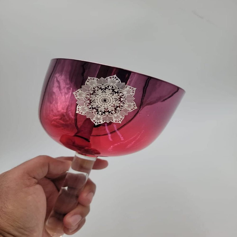 5 Inch beautifully crafted Colorful Note C# 5th Octave Crystal Singing Bowl With Handle