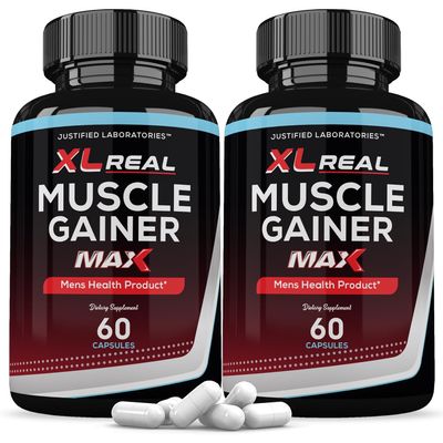 (2 Pack) XL Real Muscle Gainer Max 1600MG Advanced Men's Heath Formula 120 Capsules