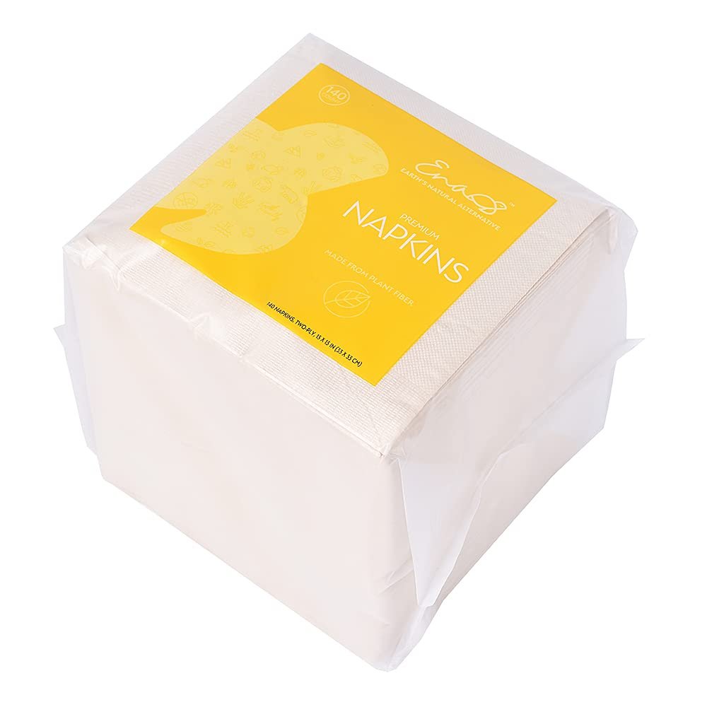 100% Tree-Free Paper Napkins [13X13, 12 Packs] Absorbent Wedding Napkins, Soft and Strong Dinner Napkins, Linen-Like, Eco-Friendly, Unbleached, by Earth's Natural Alternative