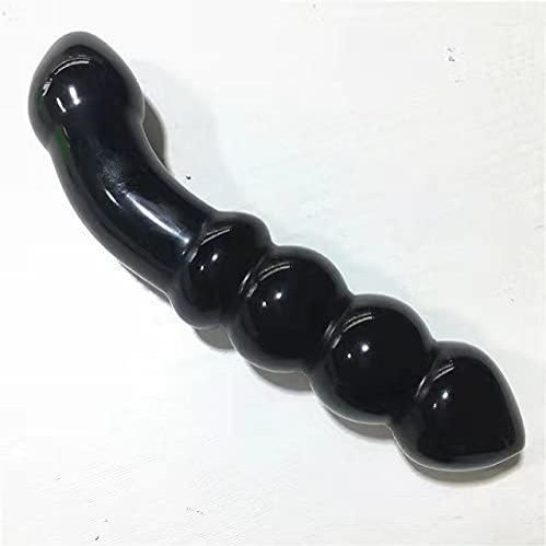1pc Natural Polished Quartz Black Obsidian Crystal Body Massage Wand 180mm for Men by Women