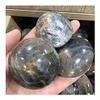 1pc Natural Crystal Gemstone Black Moonstone Quartz Palm Stone 60-70mm for Garden Decoration view 2
