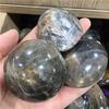 1pc Natural Crystal Gemstone Black Moonstone Quartz Palm Stone 60-70mm for Garden Decoration view 4