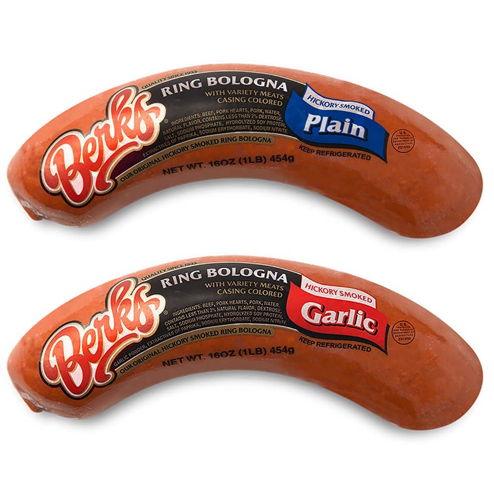 Berks Plain & Garlic Ring Bologna Variety Pack, 16 oz. per Individually-packed Piece (Pack of 2)