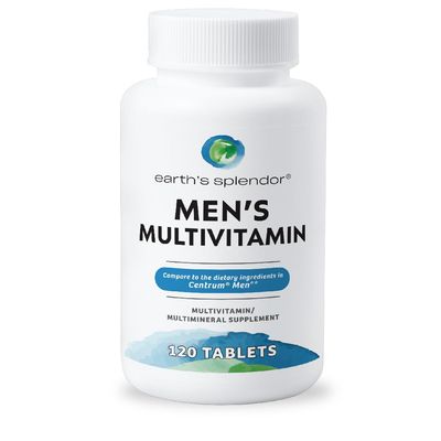 Earth's Splendor Men's Multivitamin, Overall Wellness Support for Men, Multimineral Supplements, Helps Support Metabolism, Vitamin B12, Vitamin A, C, D, E, K, B6 (120 Immune Support Tablets)