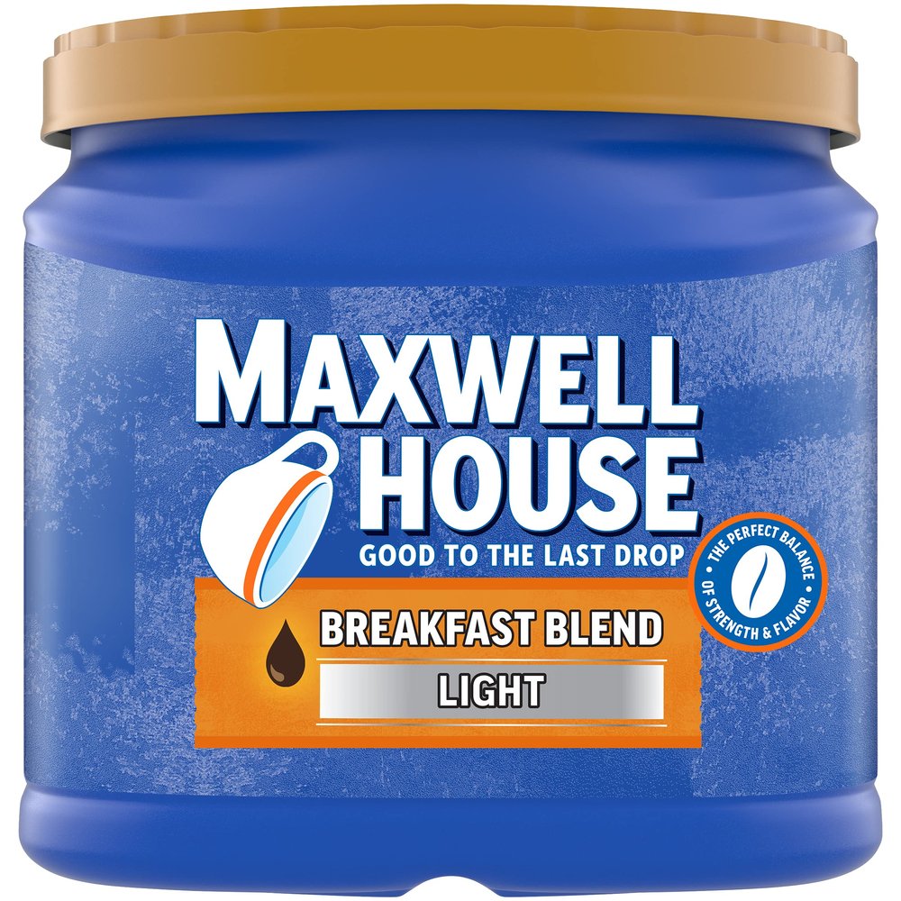 Maxwell House Breakfast Blend Light Roast Ground Coffee (2 Ct Pack, 25.6 Oz Canisters)