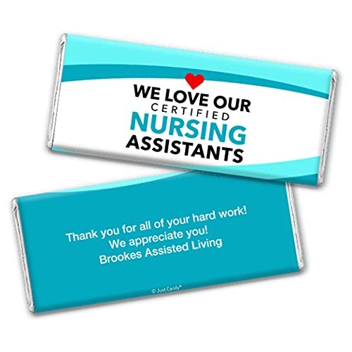 25ct Nursing Assistants Appreciation Personalized Wrappers for Chocolate Bars (25 Pack)