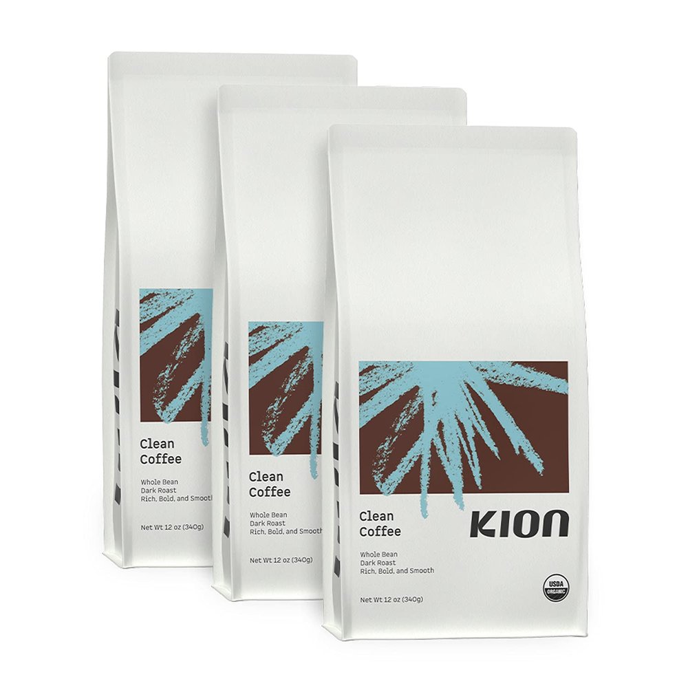 Kion Organic Coffee | Tested for Toxins | Roasted to Maximize Health and Taste | Whole Bean Dark Roast 12 Oz (3 Pack)