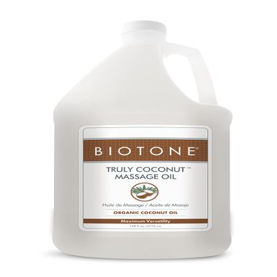 BIOTONE Truly Coconut Massage Oil with Organic Coconut Oil, Melts Away Tension and Promotes Deep Relaxation, Light, Versatile, Long-Lasting, Easy Wash-Out, Can Also Use as a Bodycare Oil