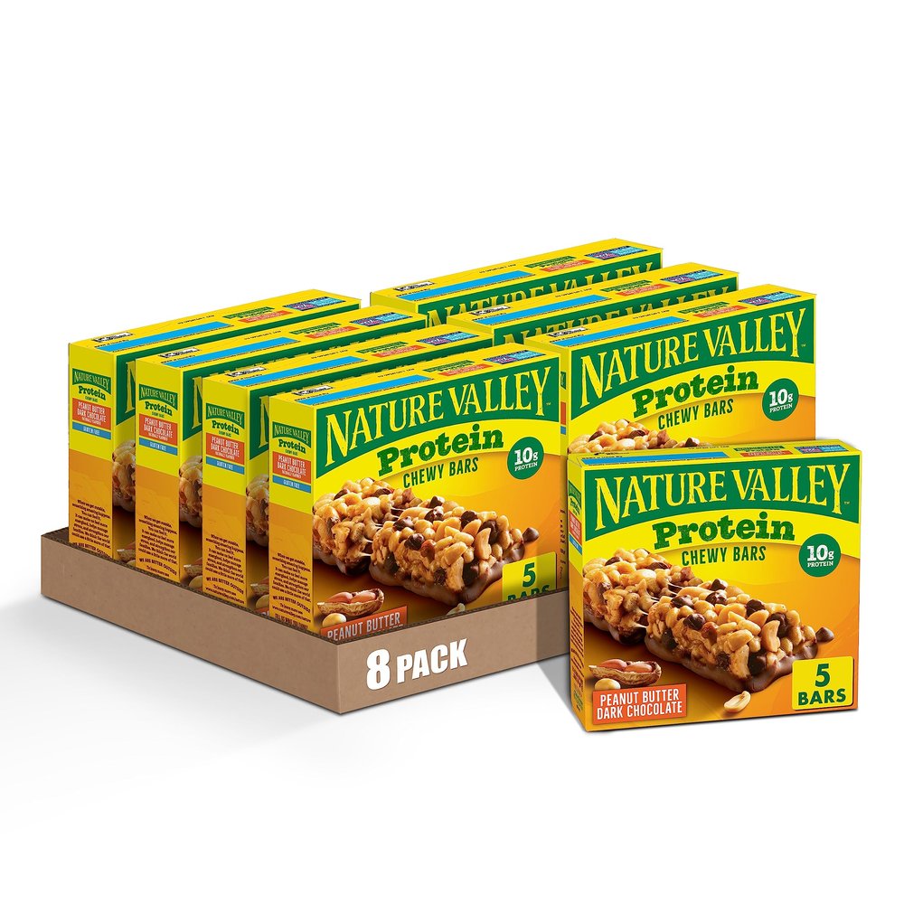 Nature Valley Chewy Granola Bars, Protein, Peanut Butter Dark Chocolate, 5 Bars, 7.1 OZ (Pack of 8)