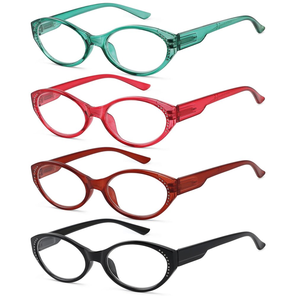 Eyekepper 4-pack Oval Reading Glasses for Women Stylish Readers +2.25