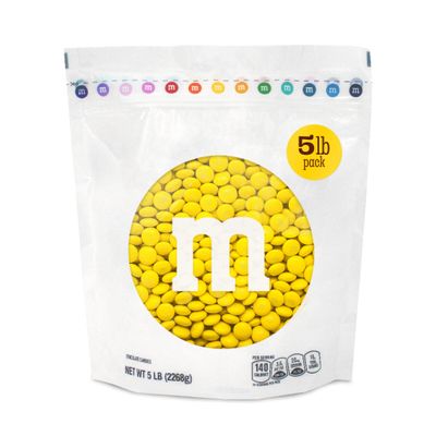 M&MS WORLD Milk Chocolate Candy, Single Color, Yellow, 5-Pound Bulk Bag (Pack of 1)