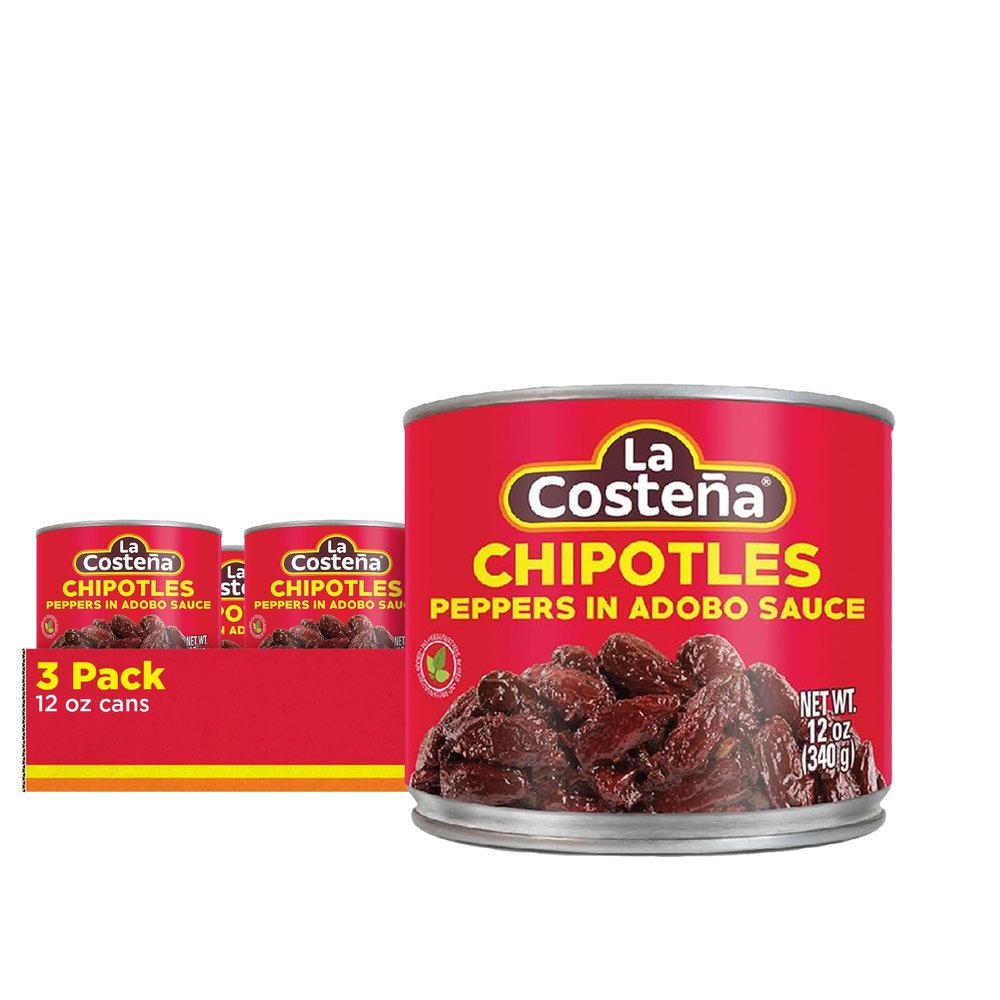 La Costea Chipotle Peppers in Adobo Sauce - Smoked Spicy Peppers Chipotle in Adobo Sauce - Mexican Food, Taco, Enchiladas & Salsa - Hot Pickled Vegetables - 12oz, 3 Pack Canned Vegetables