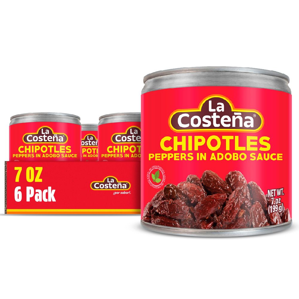 La Costea Chipotle Peppers in Adobo Sauce - Smoked Spicy Peppers Chipotle in Adobo Sauce - Mexican Food, Taco, Enchiladas & Salsa - Hot Pickled Vegetables - 7oz, 6 Pack Canned Vegetables