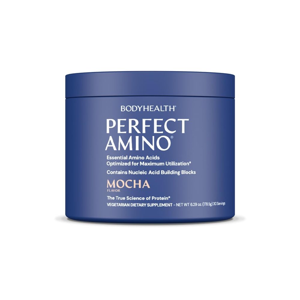 BodyHealth PerfectAmino Powder - BCAA and EAA Powder for Pre and Post Workout - Amino Acid Energy Drink for Men and Women to Support Lean Muscle and Recovery - Mocha - 30 Servings