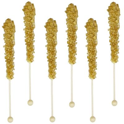 Fruidles Golden Brown Rock Candy Lollipops Pops Candy Suckers, Funnel Cake Flavor, Individually Wrapped, 6.25" (6-Pack)