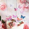 Newmemo 12pcs Gradient Sequins Butterfly Cake Toppers, Rose Gold Confetti Balloon Cake Supplies, Glitter Butterflies Cupcake Toppers Picks, Butterflies Cake Decorations for Birthday Wedding Fairy view 4