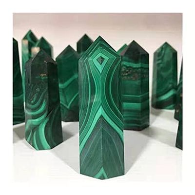 1pc Gemstone Natural Crystals Green Malachite Wand Point Towers for feng Shui 80-90mm
