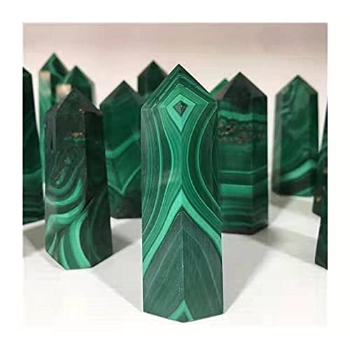 1pc Gemstone Natural Crystals Green Malachite Wand Point Towers for feng Shui 80-90mm