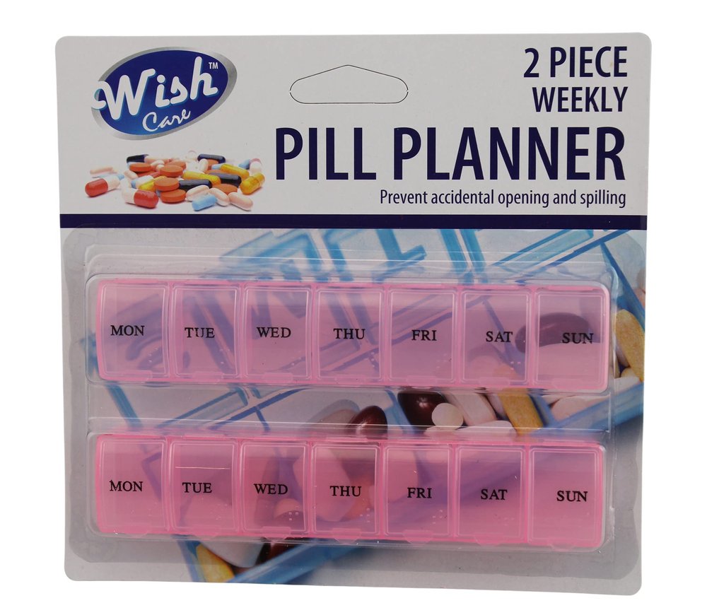 2 Pack 7-Day Pill Box Organizer Medicine Planner (Pink)
