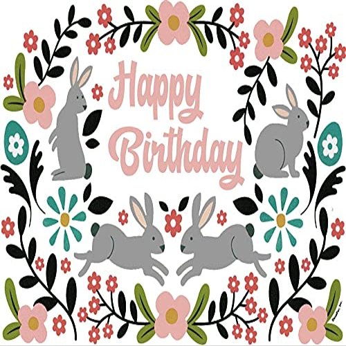 1/2 Sheet - Easter Bunny Happy Birthday - D24710 - 2D Edible Cake Cupcake Party Topper