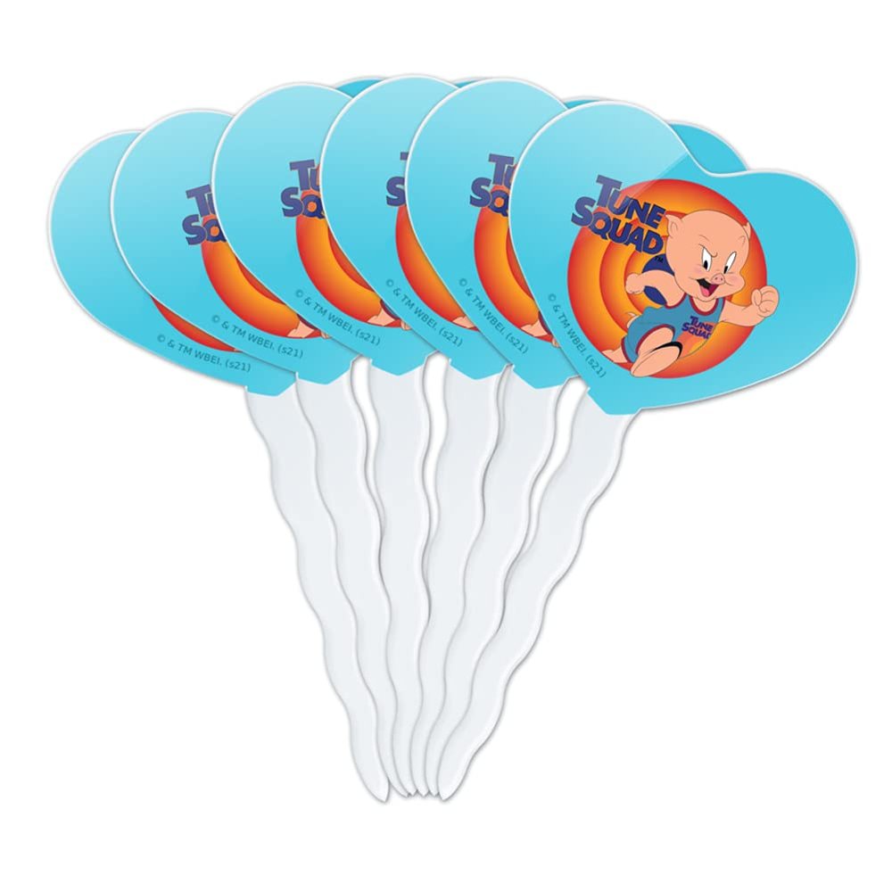 GRAPHICS & MORE Space Jam: A New Legacy Porky Pig Heart Love Cupcake Picks Toppers Decoration Set of 6