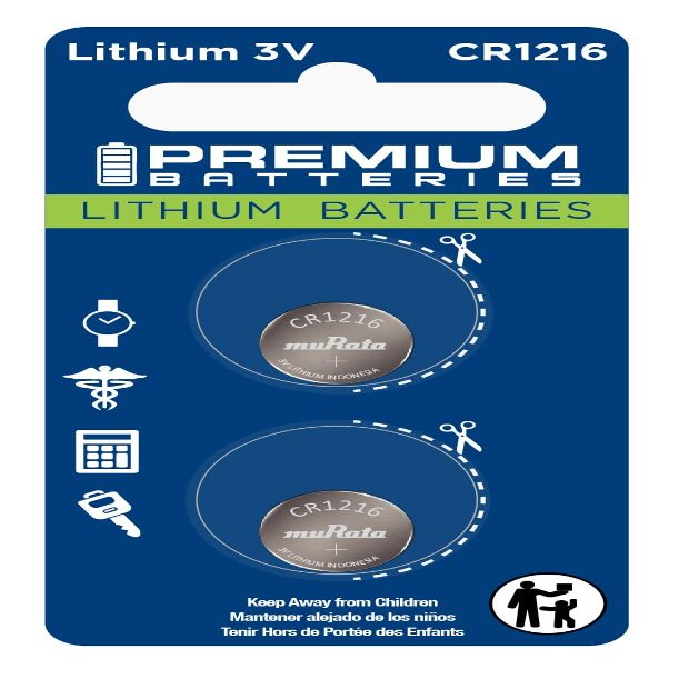Premium Murata CR1216 Lithium 3V Coin Cell - Japanese Engineered High Capacity Batteries (2 Pack)