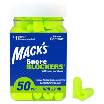 Macks Snore Blockers Soft Foam Earplugs, 50 Pair 32 dB High NRR, 37 dB SNR Comfortable Ear Plugs for Sleeping, Snoring, Loud Noise and Travel