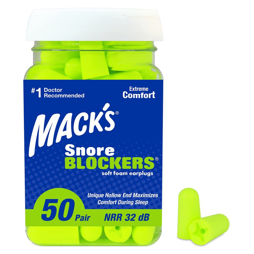 Macks Snore Blockers Soft Foam Earplugs, 50 Pair 32 dB High NRR, 37 dB SNR Comfortable Ear Plugs for Sleeping, Snoring, Loud Noise and Travel