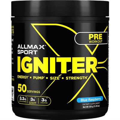 ALLMAX IGNITER Sport, Blue Raspberry - 330 g - Pre-Workout Formula - with Caffeine, L-Citrulline, L-Arginine, Creatine & Beta Alanine - Up to 50 Servings