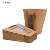 10 Pack Flower Bouquet Paper Gift Bags with Transparent Window Portable Marble Pattern Kraft Paper Tote Gift Bag Clear Window Floral Shipping Bag with Handles Party Paper Florist Gift Wrapping Bags view 2