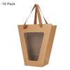 10 Pack Flower Bouquet Paper Gift Bags with Transparent Window Portable Marble Pattern Kraft Paper Tote Gift Bag Clear Window Floral Shipping Bag with Handles Party Paper Florist Gift Wrapping Bags view 4