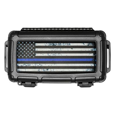 Cigar Caddy Waterproof Travel Cigar Humidor for 5 Cigars, First Responders Series, Blue Line