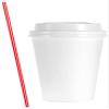 AME D'ESSENCE (150 PC) Combo 8 oz Paper Cups with Dome Lids and Bonus Stirrers Disposable Hot Cups White Coffee Cups view 1
