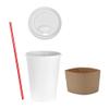 AME D'ESSENCE (150 PC) 12 oz Disposable Cups with Dome Lids, Sleeves, and Stirrers Hot Paper Cups, White Coffee Cups view 1