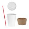 AME D'ESSENCE (150 PC) 20 oz Disposable Cups with Dome Lids Sleeves and Stirrers Hot Paper Cups White Coffee Cups view 1