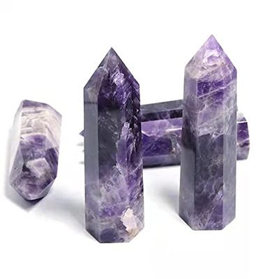 1pc Natural Bulk Gemstone Dream Amethyst Obelisk Quartz Crystal Wand Healing Stones for Home Decoration 90mm