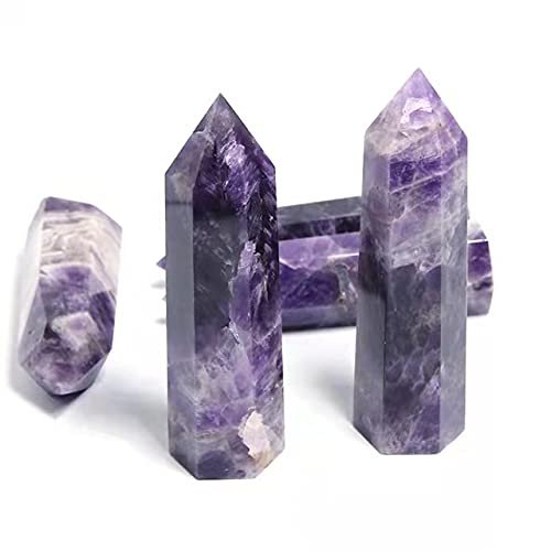 1pc Natural Bulk Gemstone Dream Amethyst Obelisk Quartz Crystal Wand Healing Stones for Home Decoration 90mm