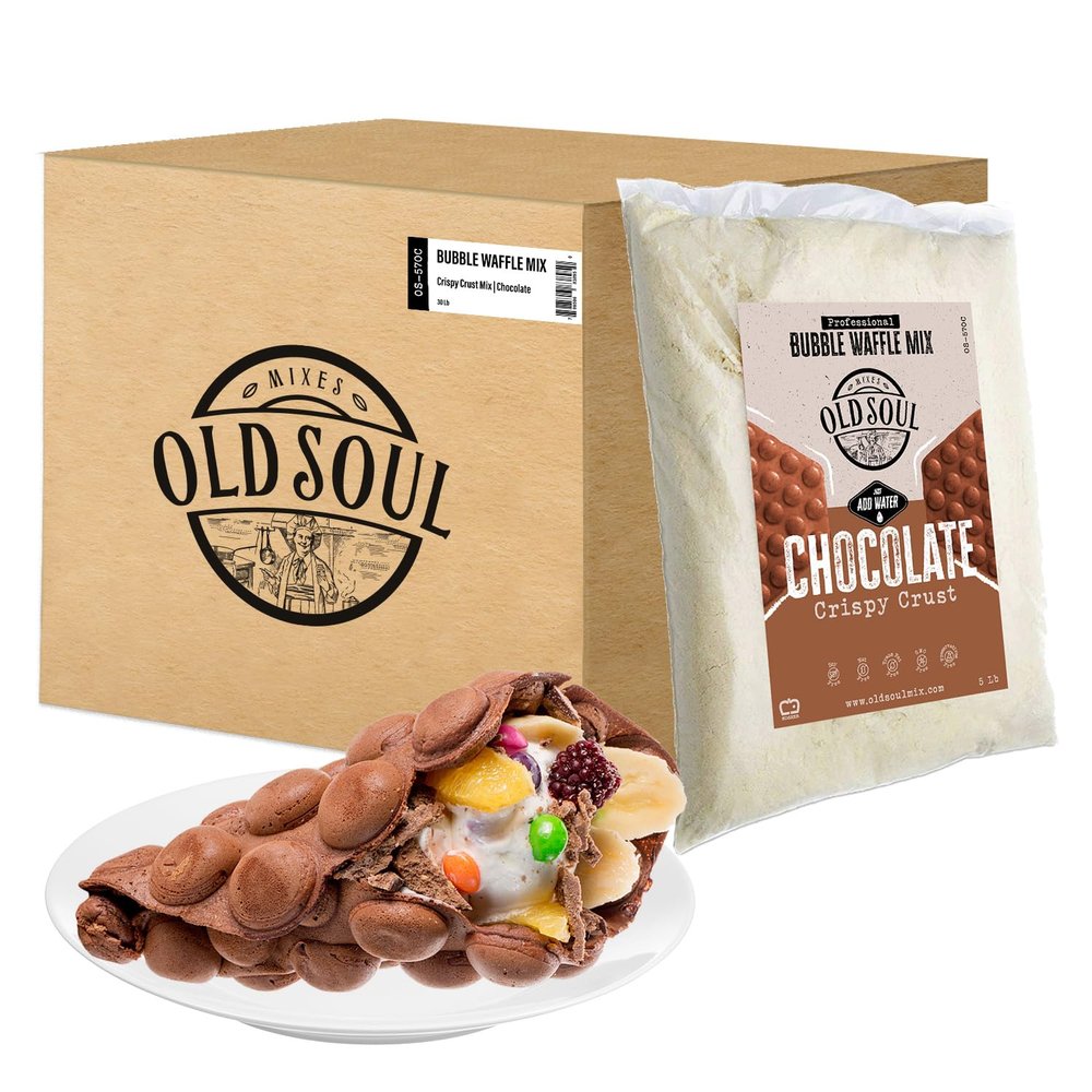 OldSoul Waffle Dough Mix | Bubble Waffle Batter Mix | 30 Lbs | Soy & Nut free | Egg Waffle Mix | 168 Waffles (Chocolate)
