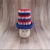 4th of july marshmallow mug hat, crochet marshmallow mug hat, fourth of july, uncle Sam, patriotic marshmallow mug hat view 2