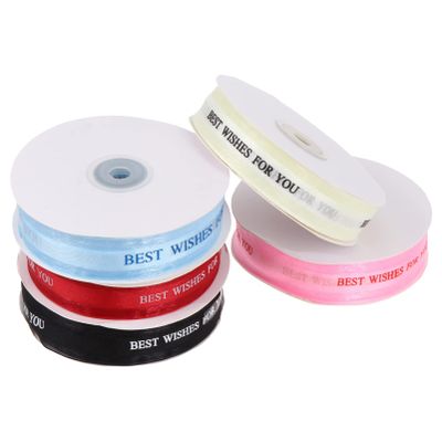 EXCEART 5rolls Wishes Floral Packaging Ribbon Wide Satin Ribbon for Wrapping Crafts Wedding Decor and