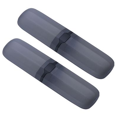 2Pcs Travel Toothbrush Case Holder Hard Plastic Portable Toothbrush Toothpaste Storage Box Container for Travel Camping Home School Business Use, Transparent Black