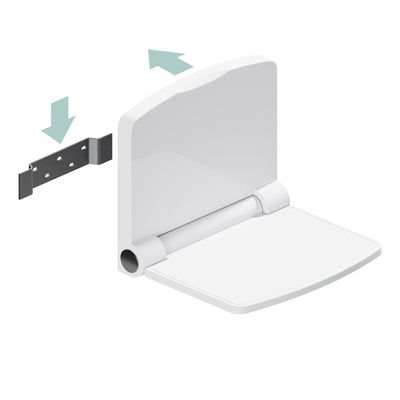 Bath Fold Down Shower Seat by INVISIA, Compact Folding Bench for Adults and Seniors - Wall Mounted Stainless Steel Bracket, ADA Compliant (440 lb. Capacity) - Mobility Aid in ABS Plastic White