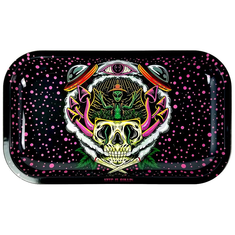 Smoke Cargo Metal Rolling Tray - Medium - 7" x 11" (Space Farmer)
