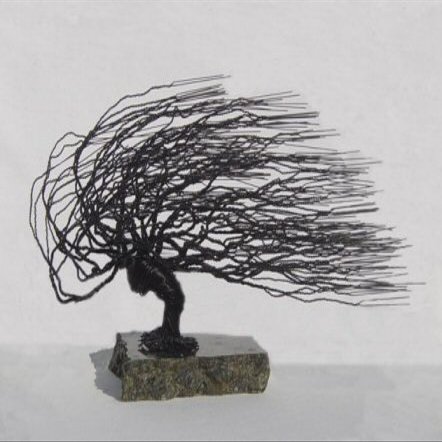 Bonsai Boy w054 Wire Bonsai Tree Sculpture - Windswept Style