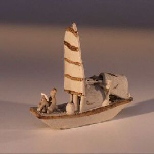 Bonsai Boy e2048 Man on Sampan Boat - Unglazed Figurine