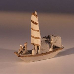 Bonsai Boy e2048 Man on Sampan Boat - Unglazed Figurine