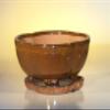 Bonsai Boy L234 8.5 x 6.5 x 3.5 in. Ceramic Bonsai Pot Aztec Orange - Lotus Shape view 1