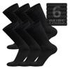 6 Pairs of Cotton Diabetic Non-Binding Neuropathy Crew Socks (Black, Fits Mens Shoe Size 12-14.5) view 1
